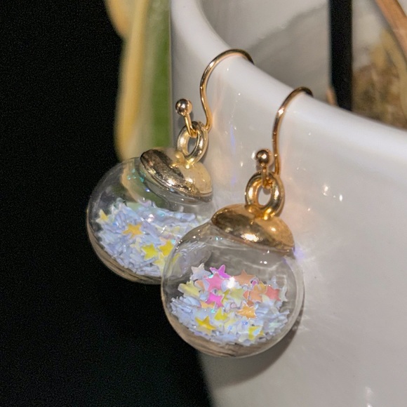 White Wishing Ball Earrings - Picture 3 of 7